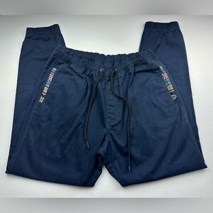 Wowie Rambler Jogger Pants Mens XL Blue Drawstring Casual Stretch Cotton Chino